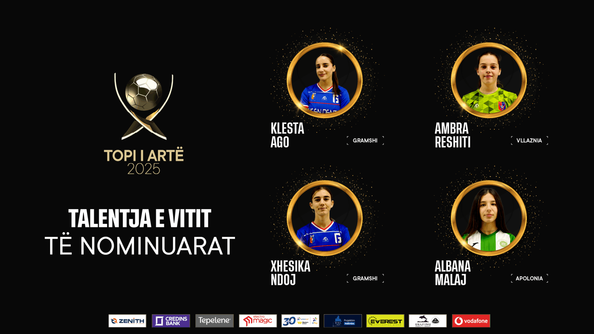 “Topi i Artë 2025″/ Trofeu “Talenti i Vitit për vajza”, njihuni me katër lojtaret e nominuara