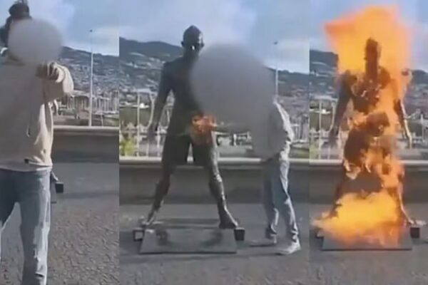 Shokohet Ronaldo, i vihet flaka statujës së tij në Madeira. Arsyeja është e çmendur (fotot)