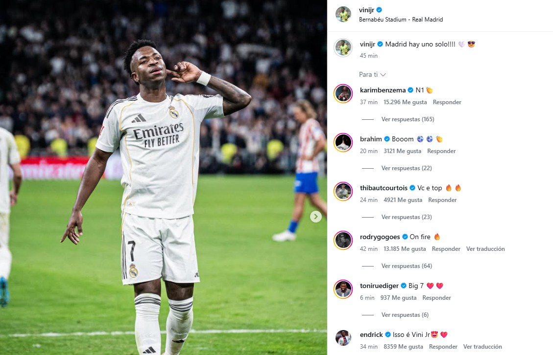 Vinicius, en Instagram.