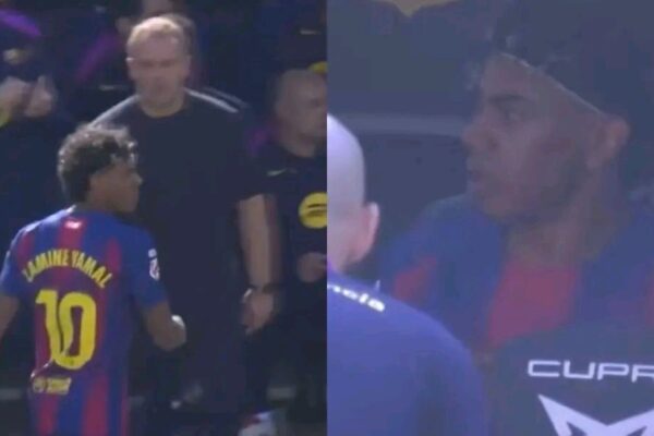 Yamal zëvendësohet dhe reagon me tërbim, por zemërimi nuk ishte ndaj Flick