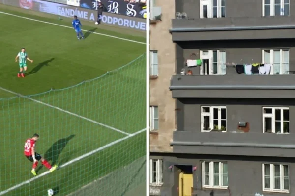 Moment epik nga Superliga e Çekisë: Portieri godet dritaret e një banese në Pragë