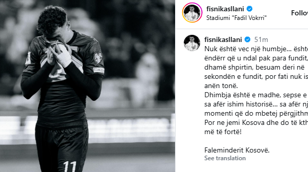 Fisnik Asllani reagon pas eliminimit të Kosovës, ëndrra u ndal në hapin e fundit