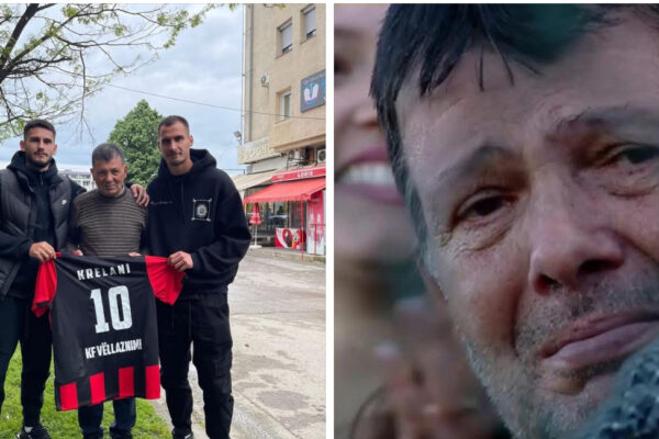 Një jetë për ngjyrat kuqezi: Futbollistët e Vëllaznimit i dhurojnë një fanellë tifozit besnik