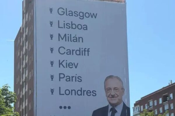 Perez nis fushatën, pranë Bernabeut varet një baner me shtatë qytetet ku fitoi Champions-in Real-i i tij
