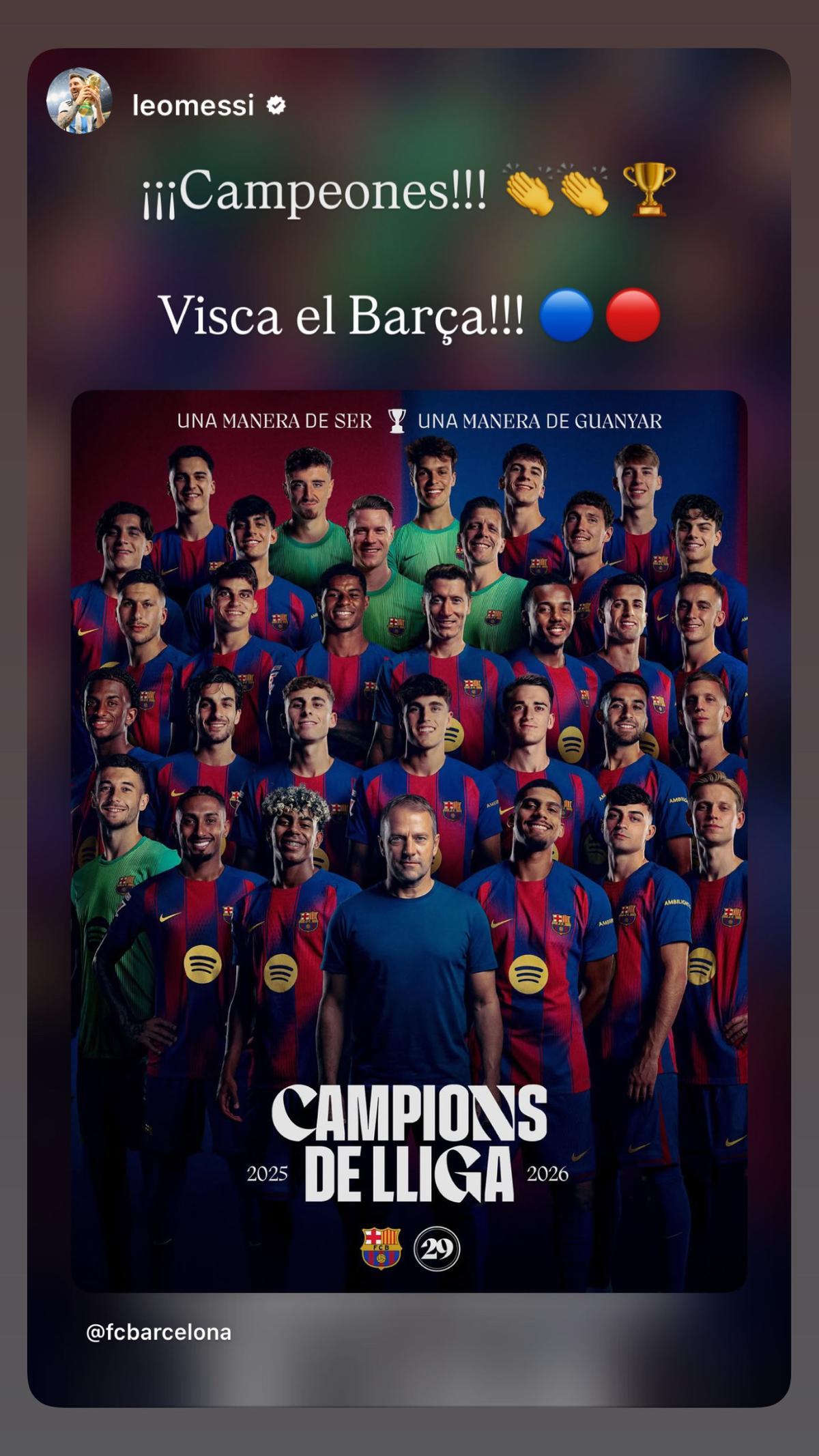 Messi no falla a su cita con el Bar&ccedil;a: felicitaci&oacute;n inmediata tras conquistar LaLiga