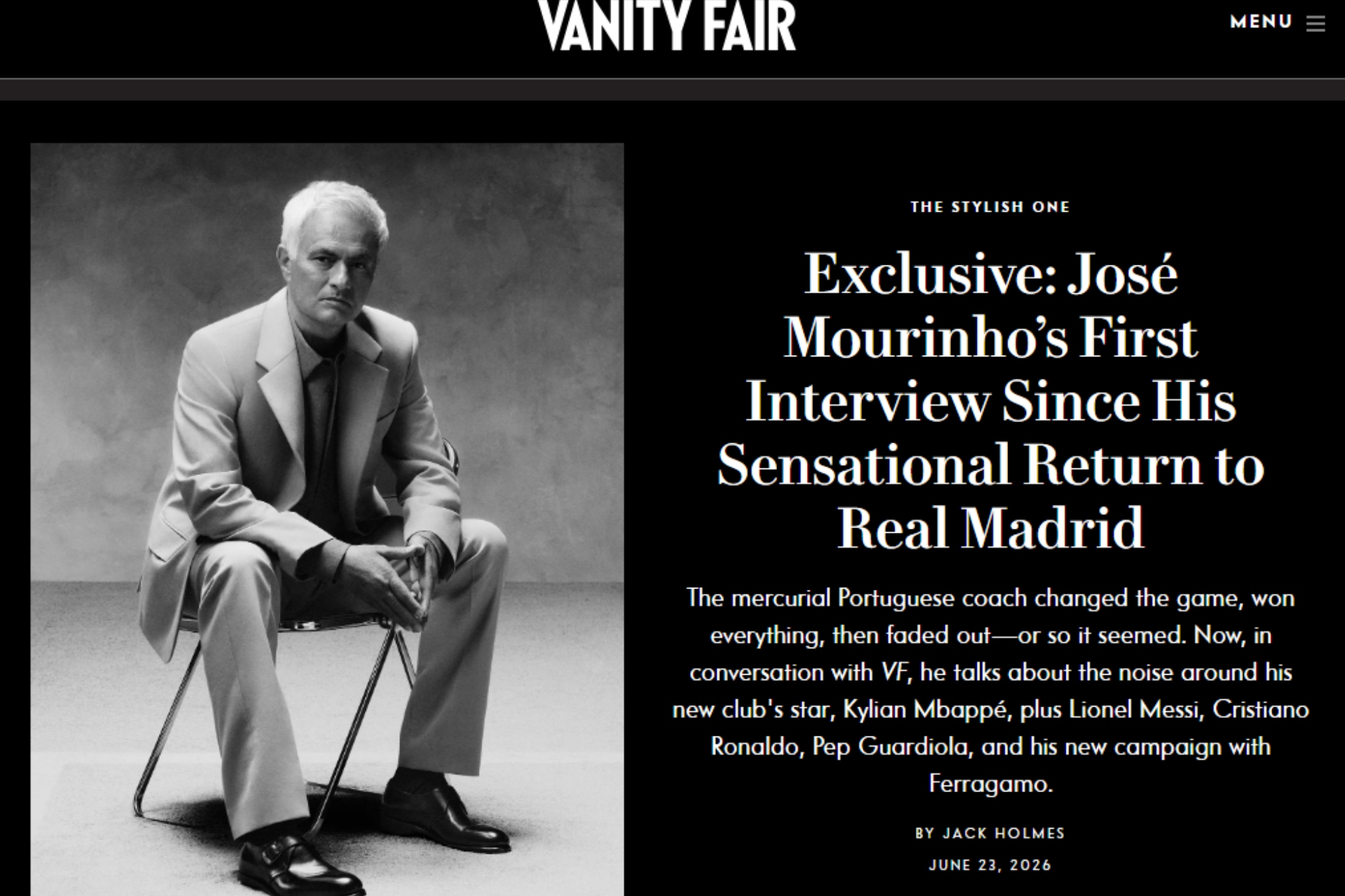Mourinho, en Vanity Fair.