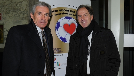 MILANO 6.2.2012 PALAZZO DELLE STELLINE/PIEDI BUONI DEL CALCIO/SPORT/ATTENZIONE NO SPORTWEEK/ph Fabio Bozzani//Nella foto BEPPE E FRANCO BARESI - PIEDI BUONI DEL CALCIO - fotografo: FABIO BOZZANI