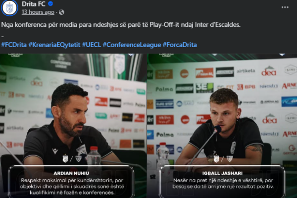 Drita synon hap të madh drejt fazës së ligës, sonte përballë Inter Escaldes