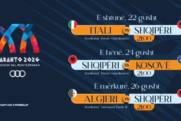 Lojërat Mesdhetare “Taranto 2026”, Shqipëria U-21 nis aventurën më 22 gusht ndaj Italisë