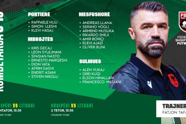 Shqipëria U-19/ Trajneri Tafaj fton 22 lojtarë për miqësoret me Lituaninë, 10 nga kampionati ynë
