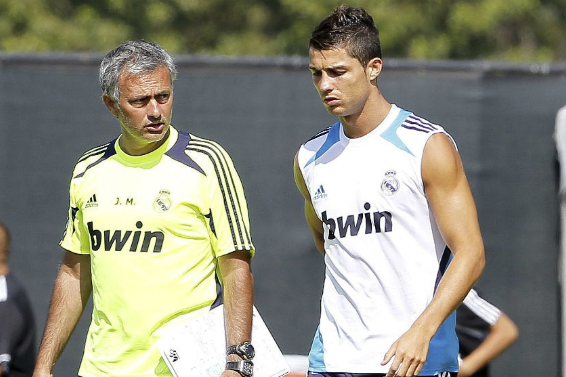 Mourinho, con Cristiano durante su &eacute;poca en el Real Madrid.